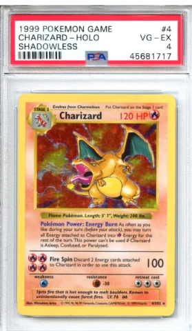 Charizard collectible card in a transparent protective slab