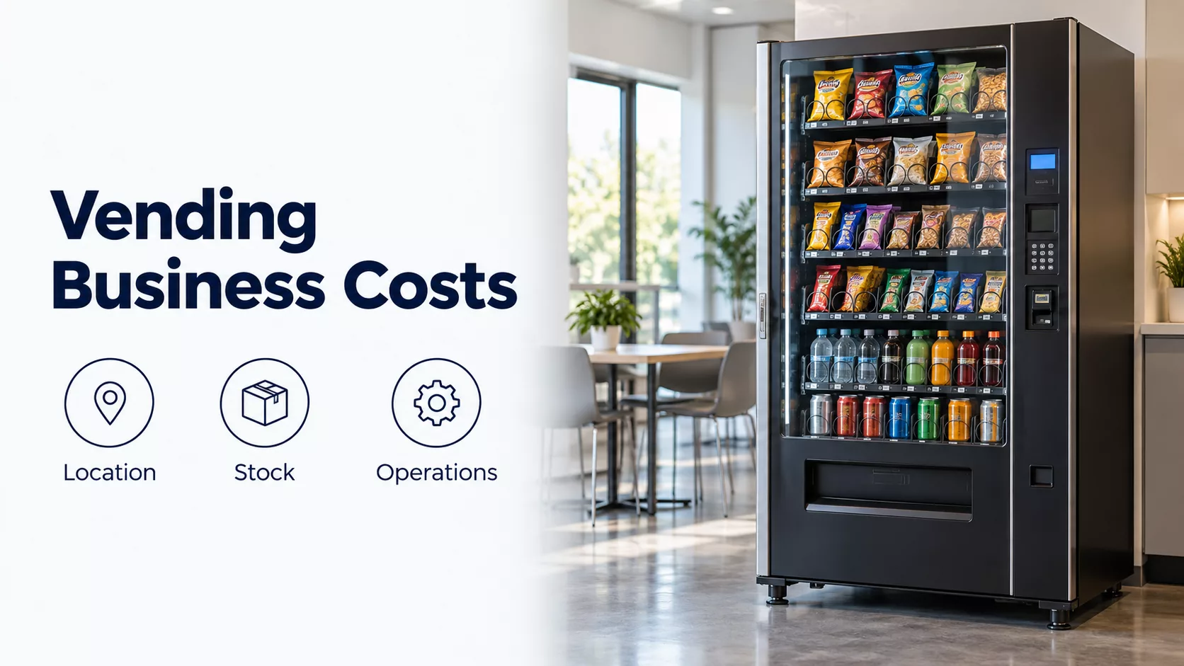 Vending business cost cover with a glass-front cabinet